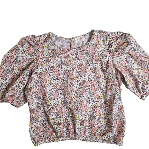 Nation LTD Tops - Nation LTD Floral Puff Sleeve Blouse Women Medium Pink‎ Yellow 2220CPDA